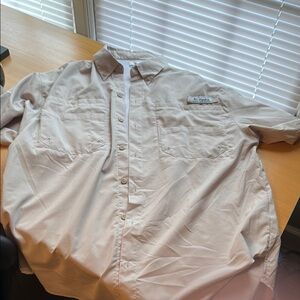 Columbia PFG Light Tan Button-Up Shirt
